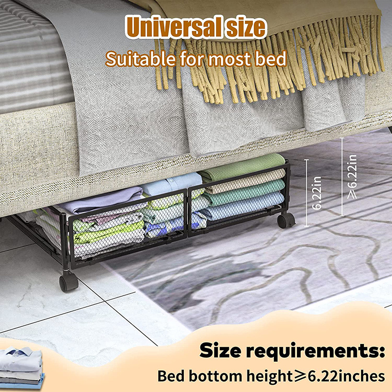 2023 Wholesale Metal Bedroom Clothes Shoes Blankets Storage Organizer Drawer Under Bed Storage Containers With Wheels