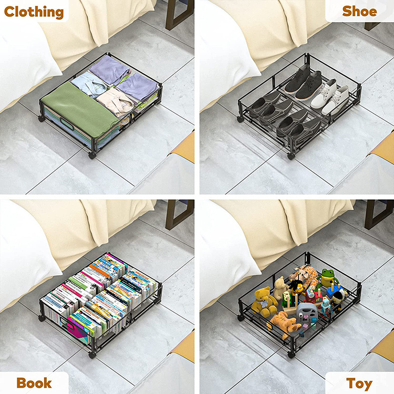 2023 Wholesale Metal Bedroom Clothes Shoes Blankets Storage Organizer Drawer Under Bed Storage Containers With Wheels