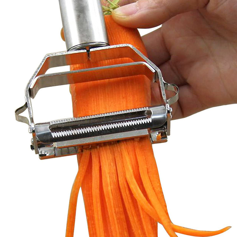 Julienne Peeler Stainless Steel Cutter Slicer with Cleaning Brush for Carrot Potato Melon Gadget Vegetable Fruit