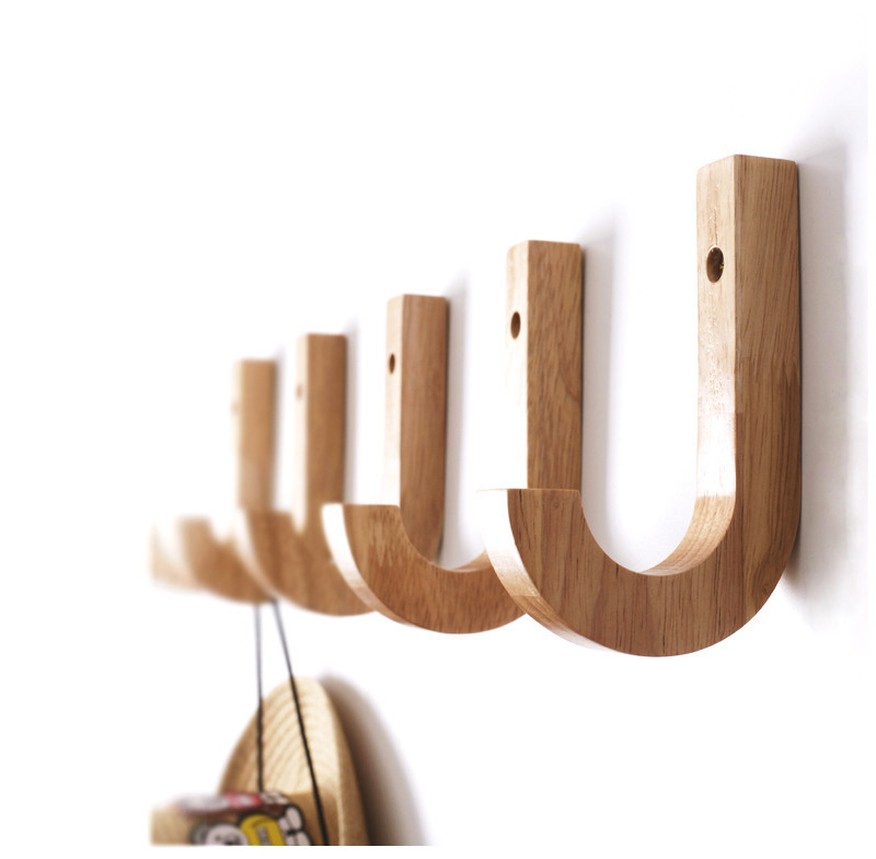 Modern Wood Coat Racks Wall Hanging Hook Hanger Decoration Storage Holders J Hook