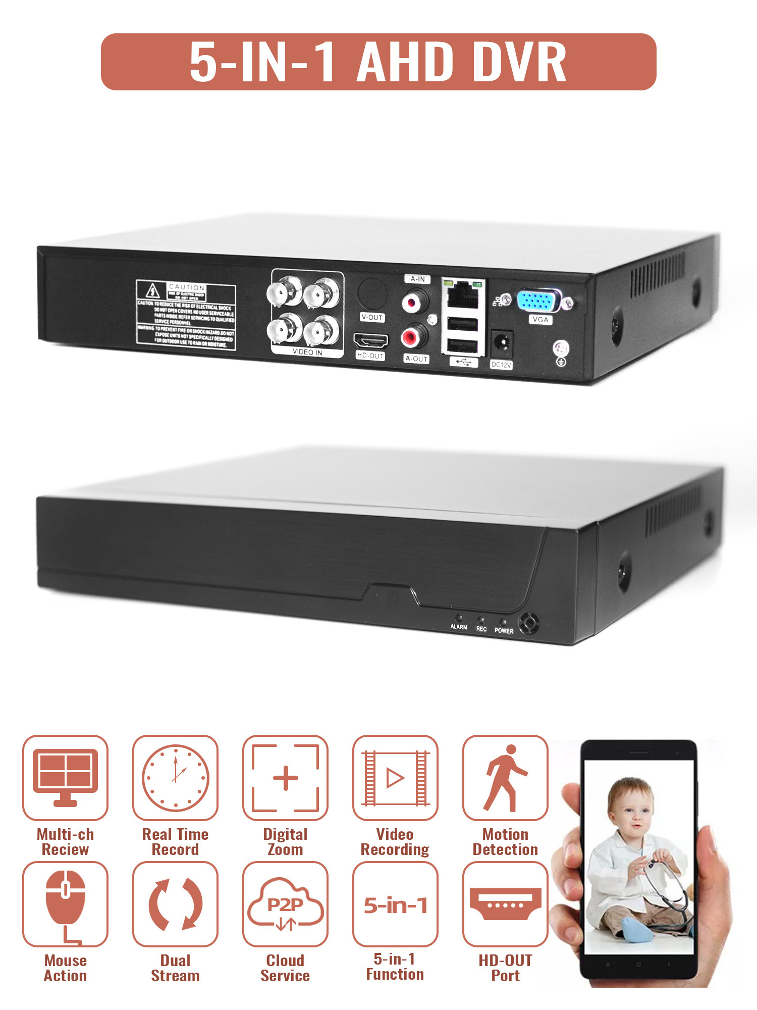 4CH/8CH 1080P AHD Video Recorder For Analog Camera HD 2MP CCTV Surveillance Security DVR