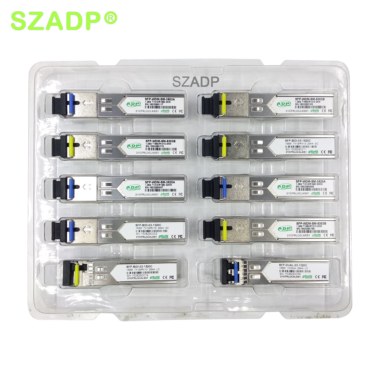 Optical Module SFP SC LC 1270/1330 Single Mode 10G  1310/1550 1.25G  20KM/60KM Fiber Optic Transceiver Module