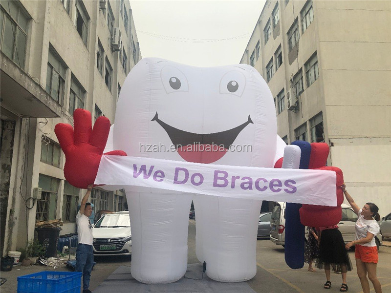 Giant Advertising Balloon Inflatable Tooth Model with Banner