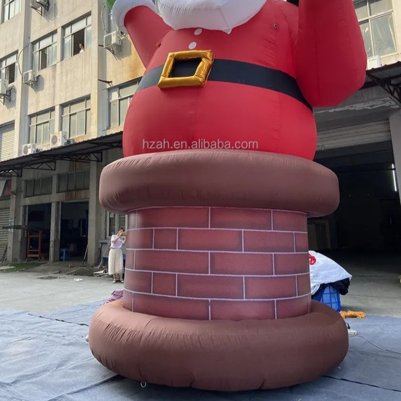 Christmas Giant Inflatable Santa Claus on the Roof Decoration Outdoor