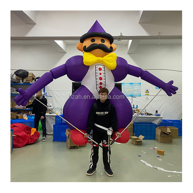 Parade Performance Costume Inflatable Purple Clown Puppet Inflatable Walking Clown