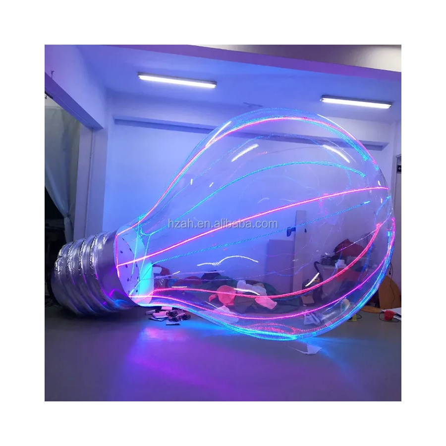 Advertising Giant Transparent Inflatable LED Lighting Bulb Balloon