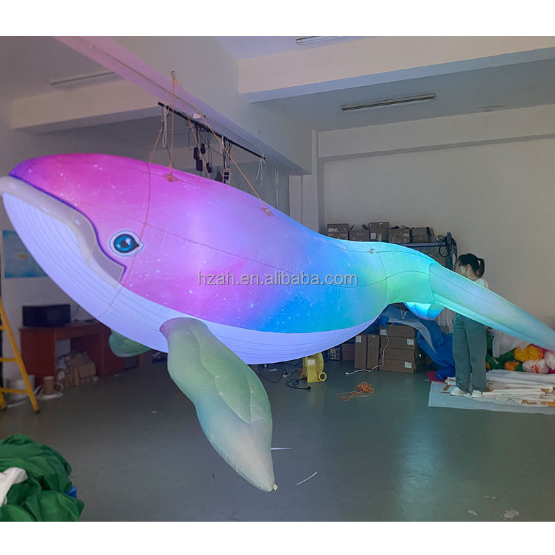 Led Light Marine Themed Event Decor Custom Size Inflatable Orcinus Orca Model Killer Whale Grampus Realistic Balloon