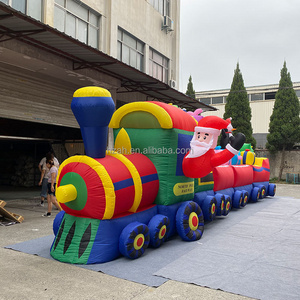 Xmas Decoration Outdoor Inflatable Santa in Train for Christmas Event Advertising