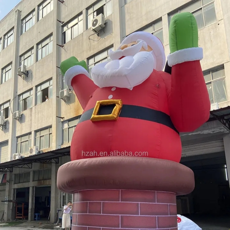 Christmas Giant Inflatable Santa Claus on the Roof Decoration Outdoor