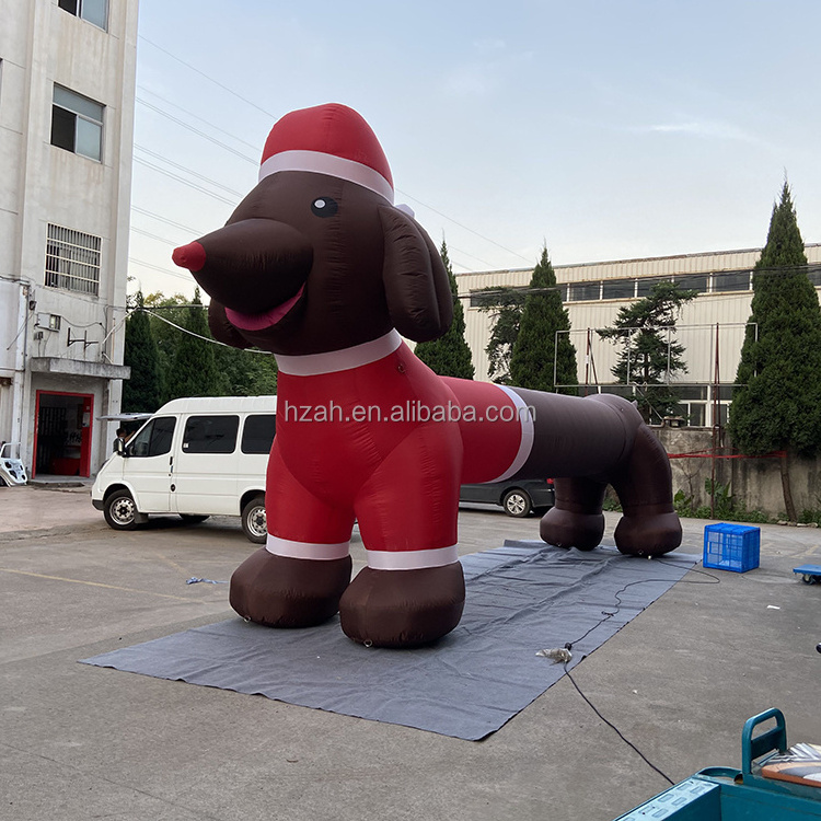 Christmas Sausage Dog Inflatable Dachshund for Christmas Decoration