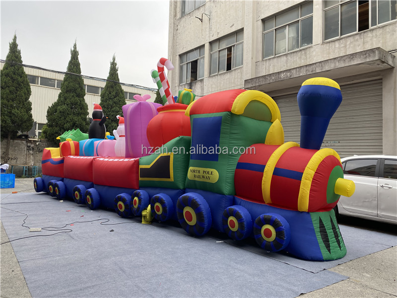 Xmas Decoration Outdoor Inflatable Santa in Train for Christmas Event Advertising