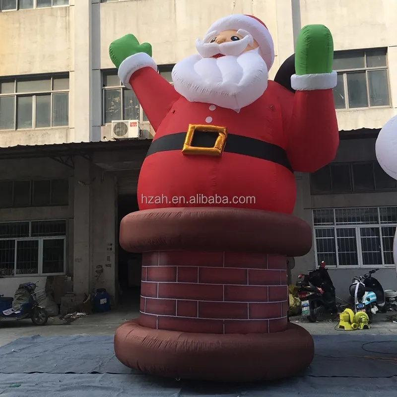 Christmas Giant Inflatable Santa Claus on the Roof Decoration Outdoor