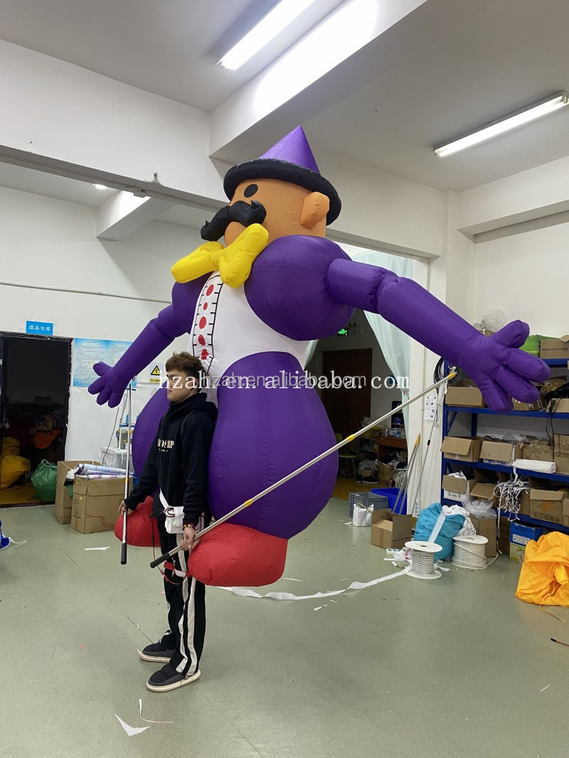 Parade Performance Costume Inflatable Purple Clown Puppet Inflatable Walking Clown