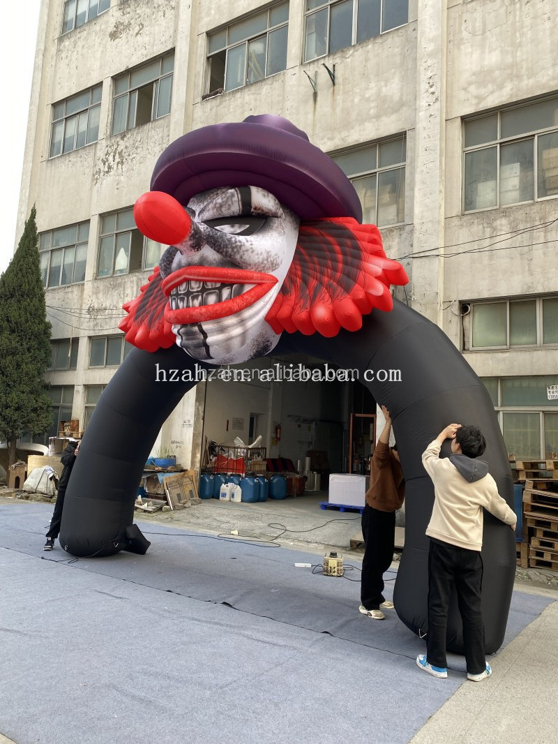 Custom Horrible Halloween Inflatable Event Party Clown Arch with Led Light Inflatable Scary Clown Entrance