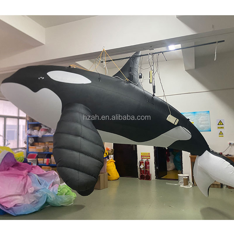 Led Light Marine Themed Event Decor Custom Size Inflatable Orcinus Orca Model Killer Whale Grampus Realistic Balloon