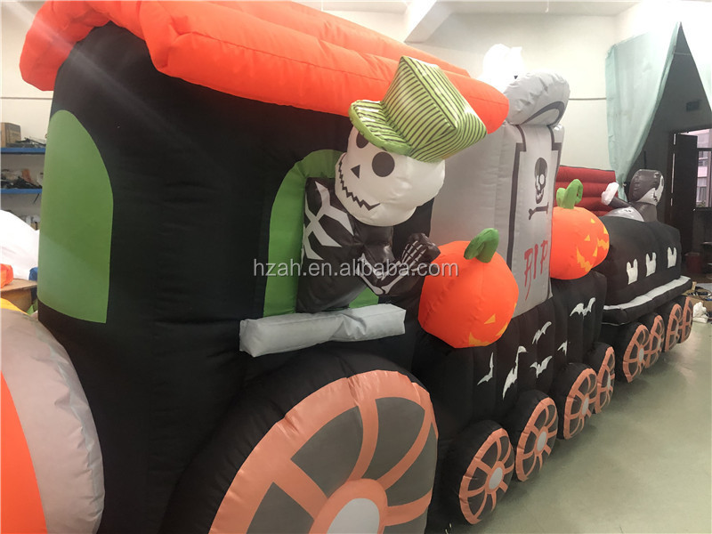 Halloween Inflatable Skeleton Train with Pumpkin for Indoor Decoration