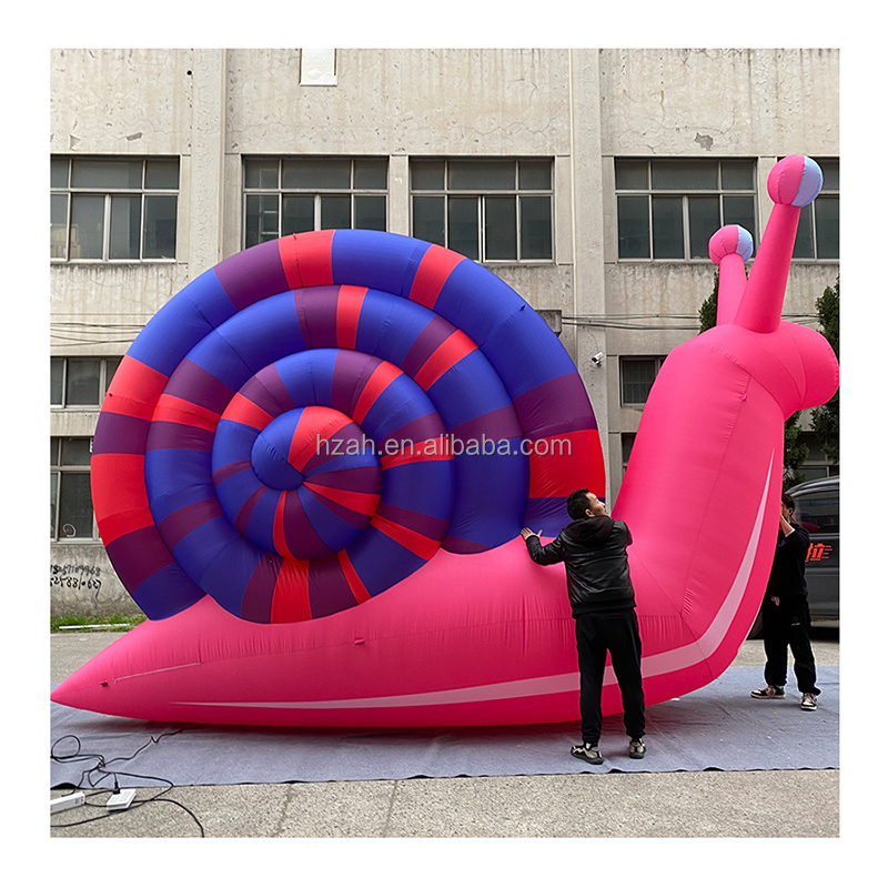 Inflatable Pink Snail Model with Grass Led Light Inflatable Snail Cartoon Balloon