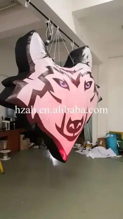 Led lighting wolf balloon wolf head hanging for party decorations