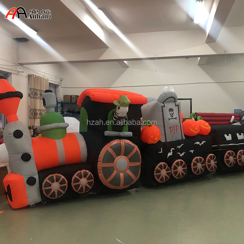 Halloween Inflatable Skeleton Train with Pumpkin for Indoor Decoration