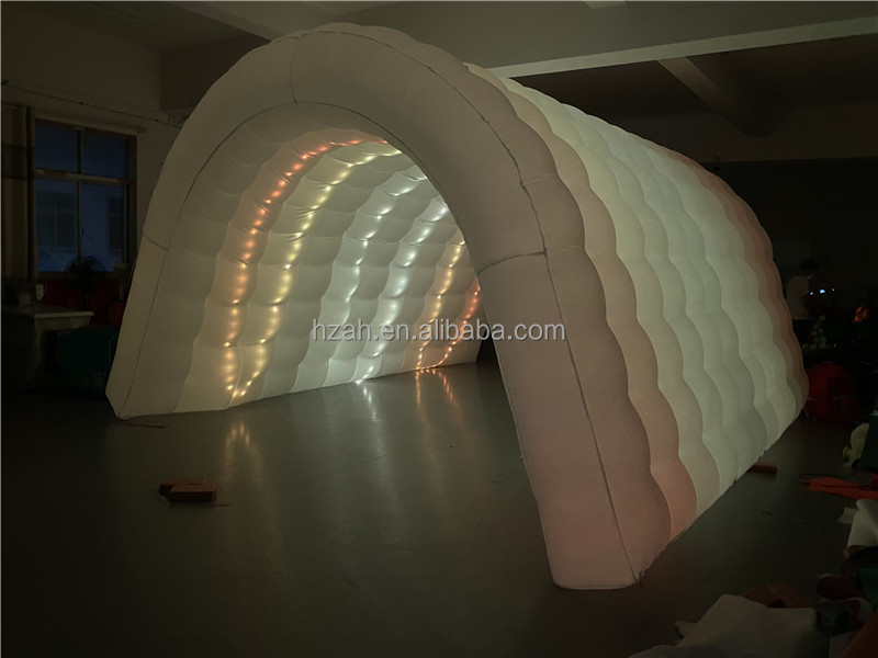 Colorful Led Light Inflatable White Tunnel Tent for Outdoor Promotion