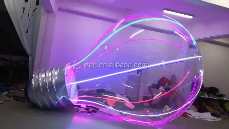 Advertising Giant Transparent Inflatable LED Lighting Bulb Balloon