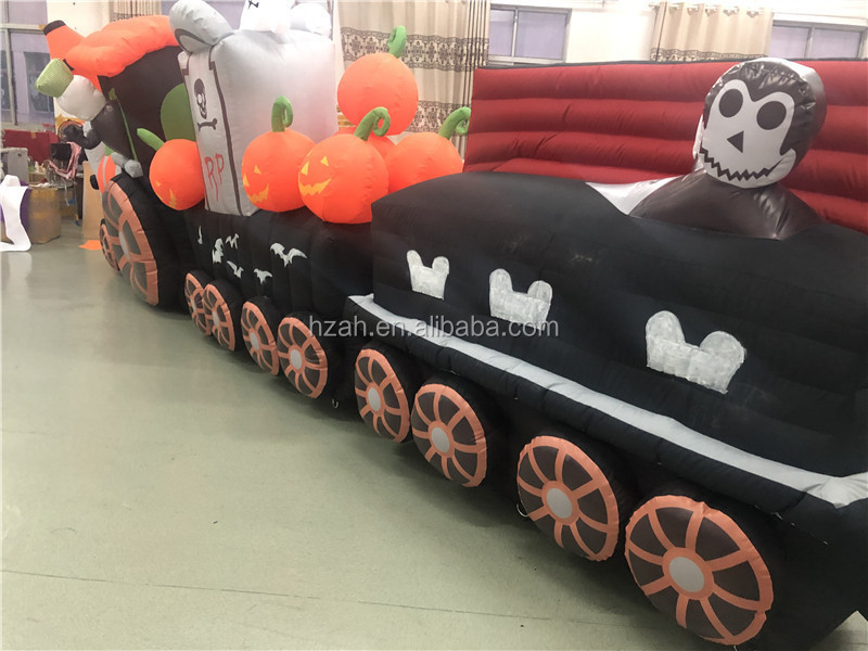 Halloween Inflatable Skeleton Train with Pumpkin for Indoor Decoration