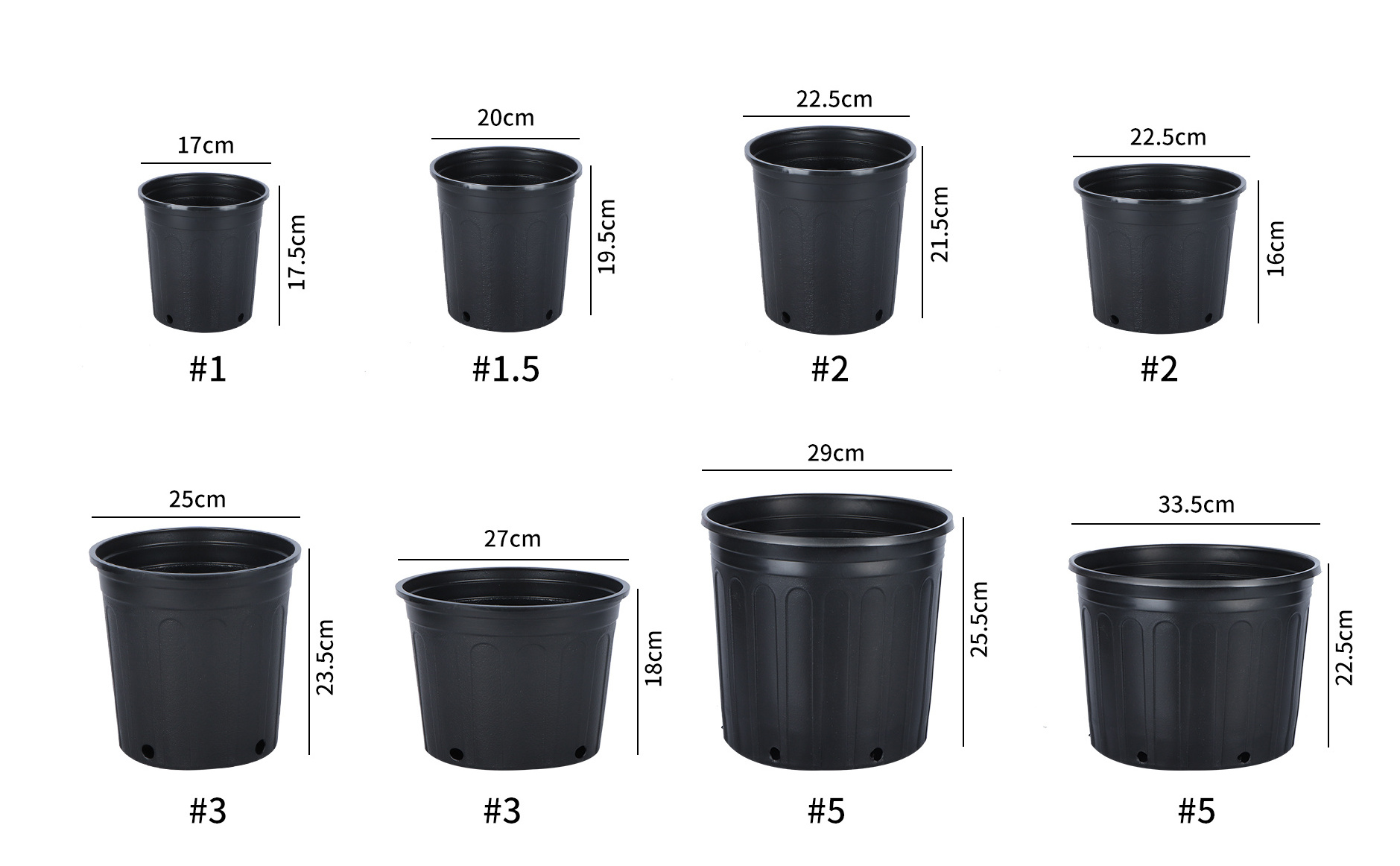 Wholesale Cheap 5 Gallon Black Plastic Outdoor Garden Flower Nursery Plant Bonsai Grow Pots for Sale