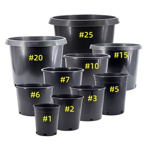 Low Price Promotion Durable 1 to 25 Gallon Black Plastic Planter Plant Flower Seedling Nursery Pots