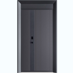 Modern Style Steel Security Door with Smart Lock Hinges Waterproof Exterior Front Gate Entry Door Finished Surface