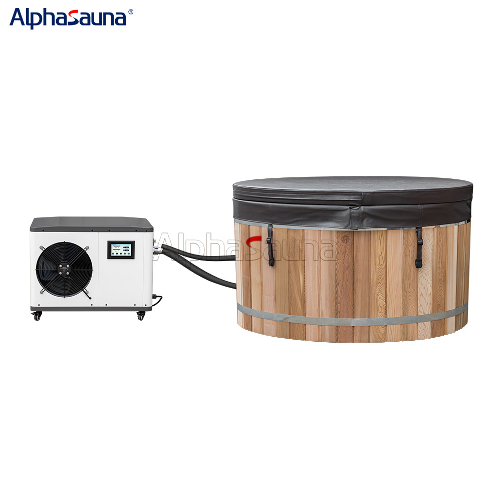 Verified Suppliers Ice Baths Wooden Small Mobile Ice Bath Tub With Filter Stainless Steel Metal Liner Cold Plunge