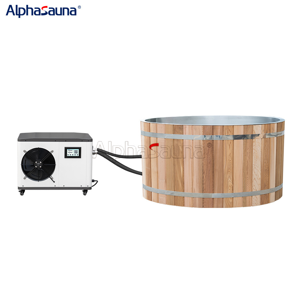 Verified Suppliers Ice Baths Wooden Small Mobile Ice Bath Tub With Filter Stainless Steel Metal Liner Cold Plunge