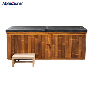 Two Person Cold Plunge for Two People Wooden Square Stainless Steel Liner Cold Plunge Tub Wood With Chiller Europe Wifi Optional