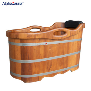 Freestanding Cheap Small  Wooden Bathtub Barrel Shower Hot Tub Japanese Wood Bathtub Modern For Sale