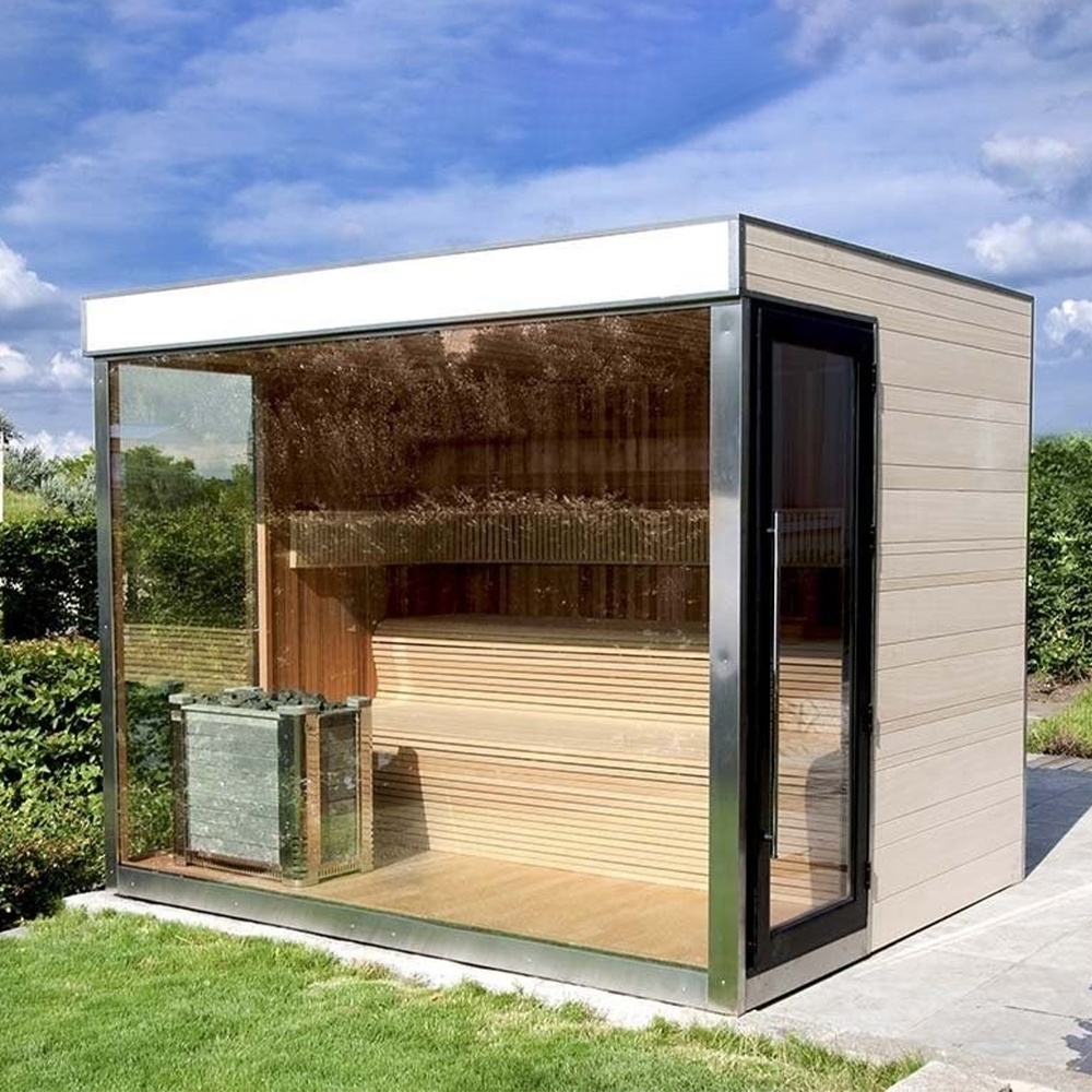 Sauna With Shower Traditional Steam Sauna Outdoor Glas Use