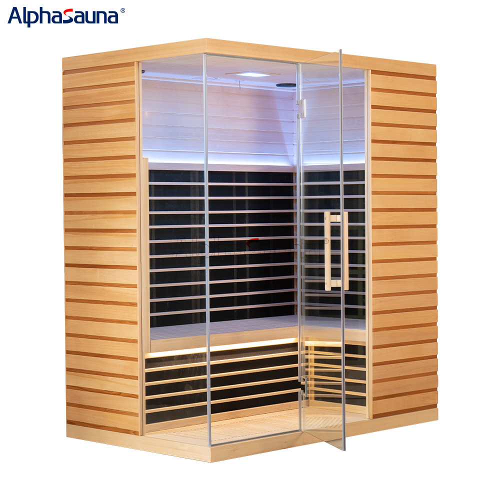 Traditional Mobile Finnish New Trend Full Spectrum Infrared Sauna High Tech Health Indoor Hemlock Infrared Dry Sauna Optional