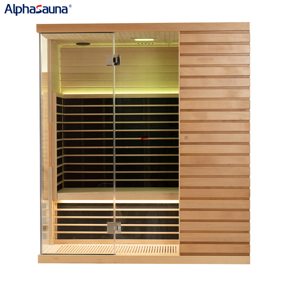 Traditional Mobile Finnish New Trend Full Spectrum Infrared Sauna High Tech Health Indoor Hemlock Infrared Dry Sauna Optional