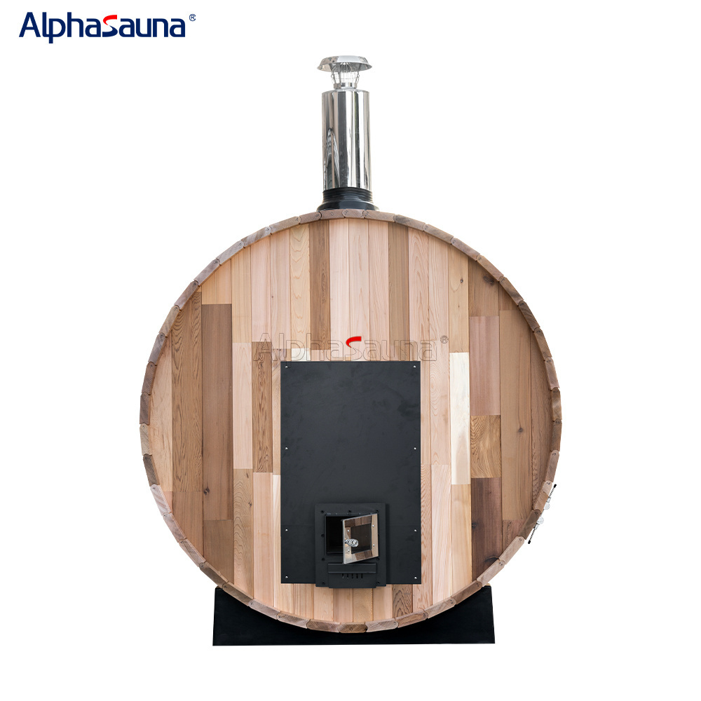 Alphasauna Best Hybrid Outdoor Sauna Lowest Price House Prefabricated Cedar Barrel Sauna 4 Person For Optional