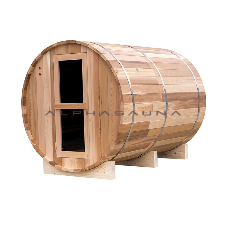 2-4 Persons Barrel Sauna Room No Porch With Sauna Heater For Sales