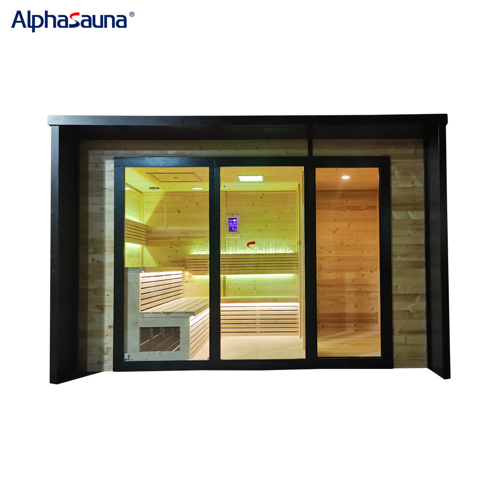 Sauna With Shower Traditional Steam Sauna Outdoor Glas Use