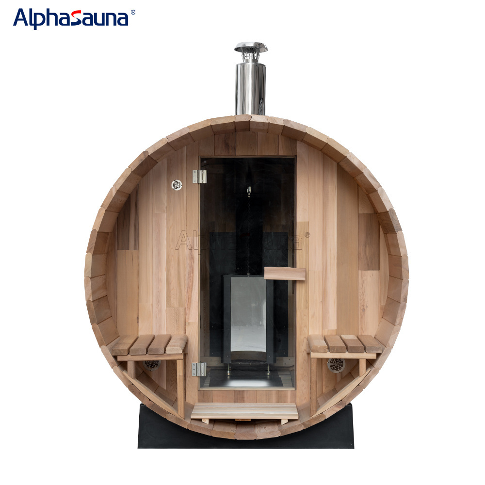 Alphasauna Best Hybrid Outdoor Sauna Lowest Price House Prefabricated Cedar Barrel Sauna 4 Person For Optional