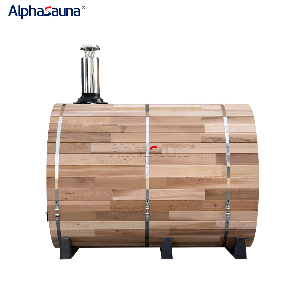 Alphasauna Best Hybrid Outdoor Sauna Lowest Price House Prefabricated Cedar Barrel Sauna 4 Person For Optional