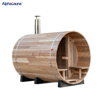 Modern Luxury Wooden Residential Sauna And Shower Room High Quality 2-8 Person Outdoor Barrel Sauna Steam With Porch