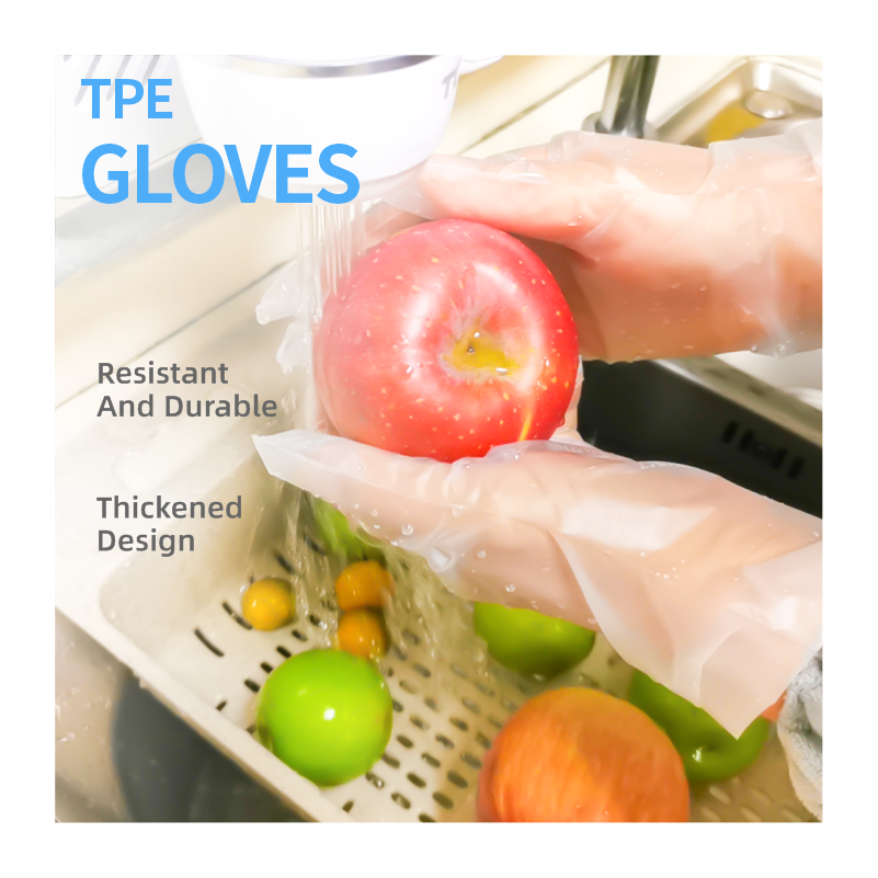 Cost-effective Disposable Plastic Gloves  Pe Plastic Gloves Transparent Poly Food Polyethylene TPE Stretch Hybrid Poly Gloves