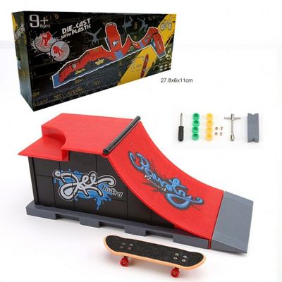 Educational Fun Training Games Fingerboard Skatepark toys 6 in 1 mini skate Ramp finger skateboard park