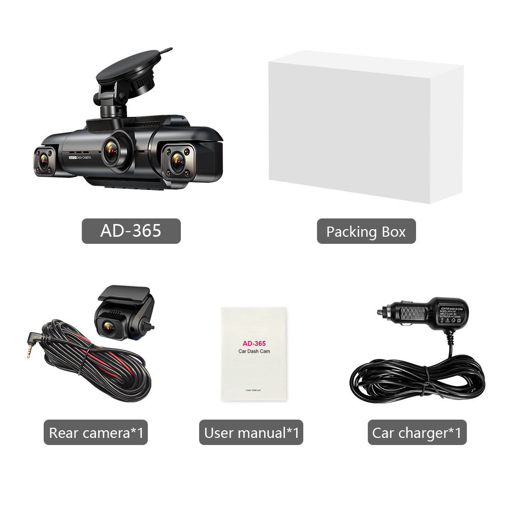 AOEDI AD365 High Quality Full Hd 1080P 4 Channel Camera Dashcam Wifi Gps Car Dvr 3 In 1 Front and Back Dash Cam Cameras For Car