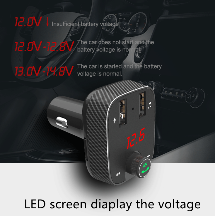 AD912 FM Frequency 87.5MHz 108.0MHz Fast Charge Car Charger With Line-in Function