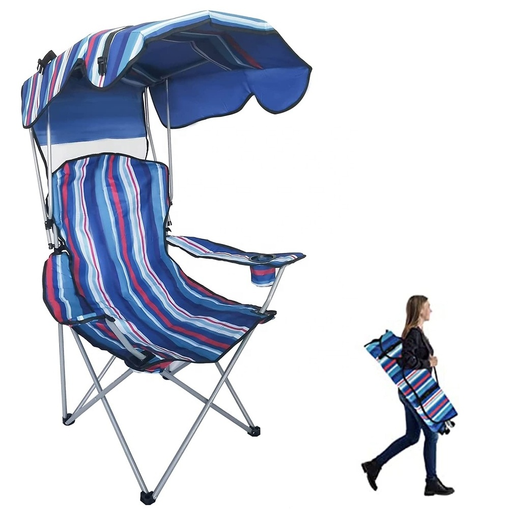 custom sea lounge recliner outdoor aluminium canopy umbrella canvas logo cover cooler backpack camp folding beach chair