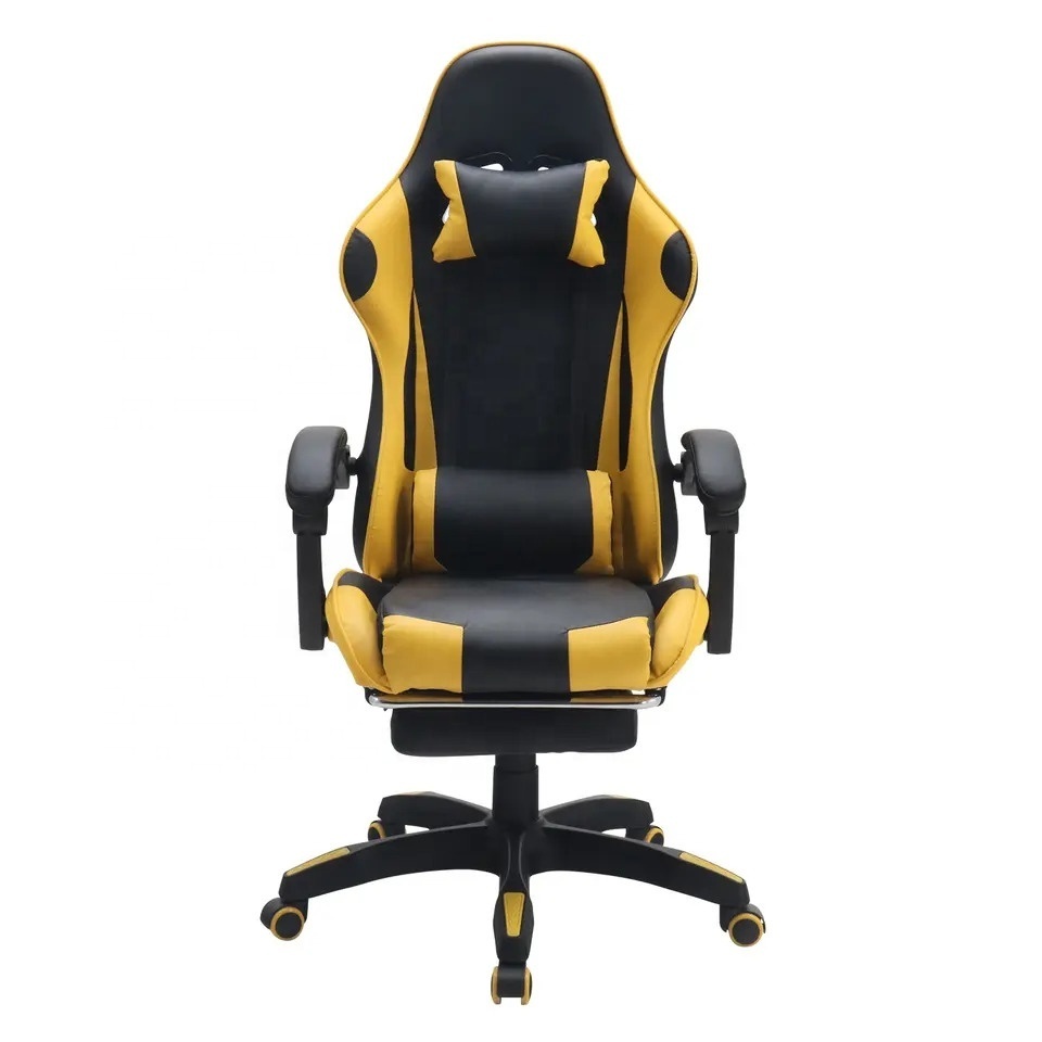 Hot Selling Chair Gaming Mexico Yellow Black Racing Computer Cheap Reclining Sillas Cadeira Gaming Chairs with Extended Footrest