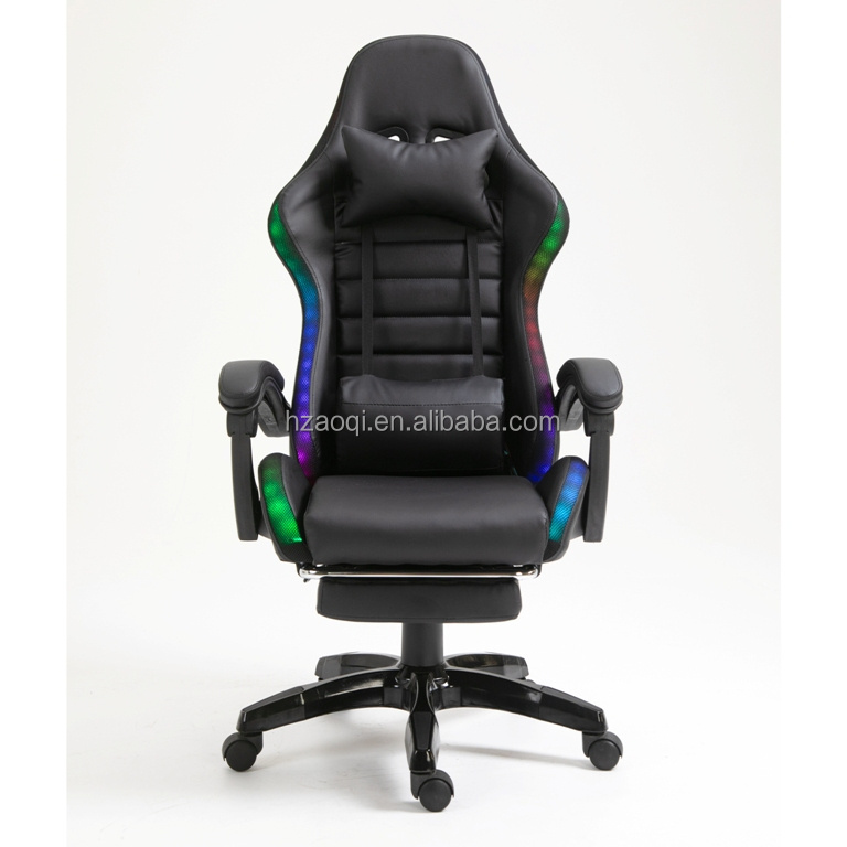 Cheap DDP Full White PU Leather Computer PC Game Chair Silla Gamer Led RGB Racing Massage Gaming Chair With Lights And Speakers