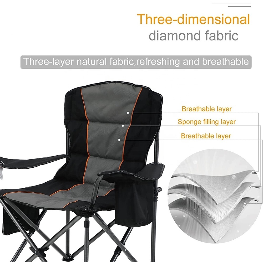 Oversized Padded Outdoor Camping Chairs Large Folding Camp Chairs for Adults with Carry Bag for Outside